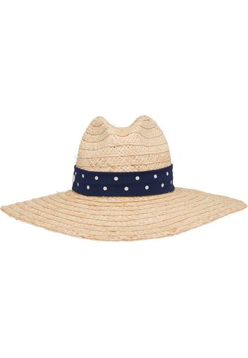Miu Miu polka-dot print raffia hat - F075R Beige/Blue