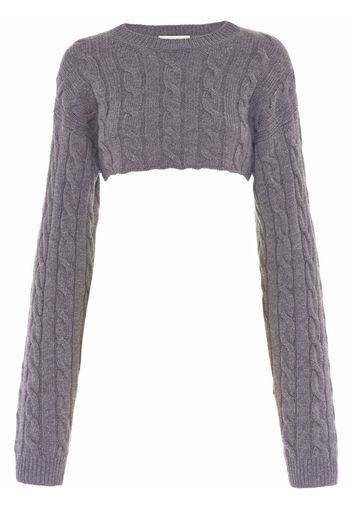 Miu Miu cable knit cropped cashmere jumper - Grey