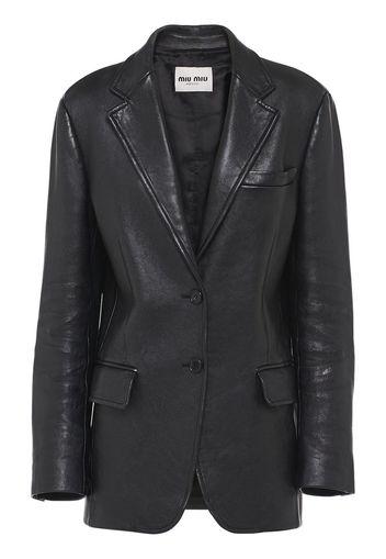 Miu Miu nappa leather single-breased blazer - Black