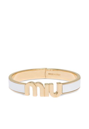 MIU MIU Enameled logo-lettering bracelet - White