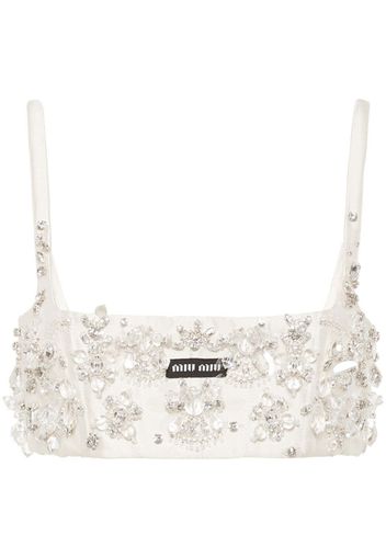 Miu Miu bead-embellished cropped top - White