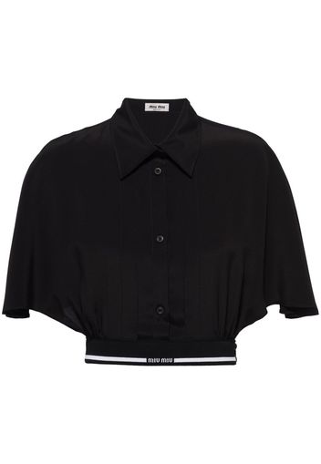 Miu Miu cropped crepe de chine shirt - Black