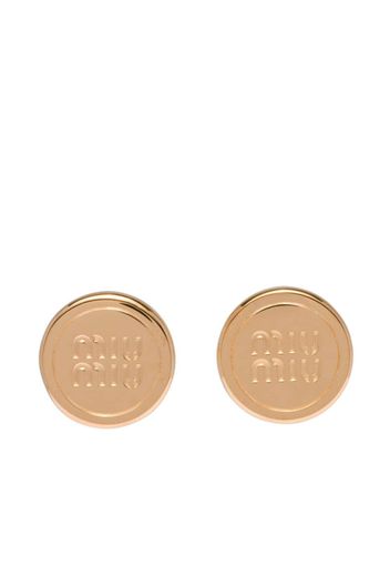 Miu Miu embossed-logo stud earrings - Gold