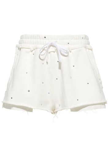 Miu Miu gem-embellished drawstring shorts - White