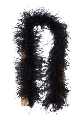Miu Miu feather-trim cashmere scarf - Black