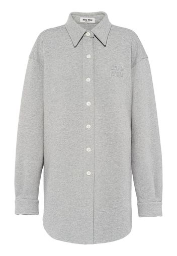 Miu Miu logo-embroidered oversized cotton shirt - Grey