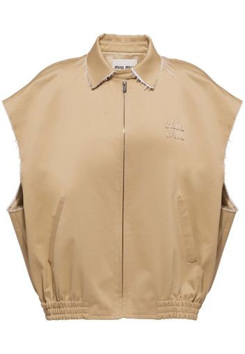 Miu Miu logo-patch chino blouson - Neutrals