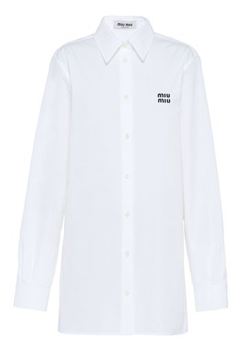 Miu Miu logo-embroidered point-collar shirt - White