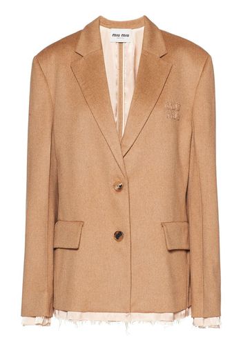 Miu Miu Single-breasted frayed blazer - Brown