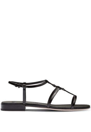 Miu Miu logo-plaque leather flat sandals - Black