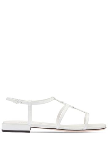 Miu Miu logo-plaque leather flat sandals - F0009 WHITE