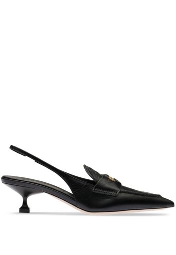 Miu Miu slingback heeled penny loafers - Black