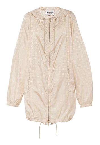 Miu Miu logo-print zipped blouson jacket - Neutrals