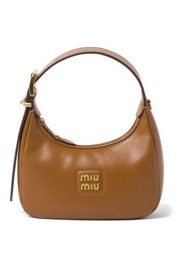 Miu Miu logo-plaque leather shoulder bag - Brown