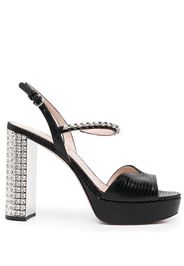 Miu Miu crystal-embellished embossed sandals - Black