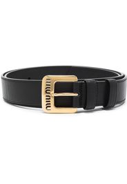 Miu Miu logo-embellished leather belt - Black