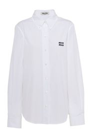 Miu Miu button-down embroidered-logo poplin shirt - White
