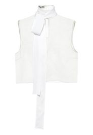 Miu Miu sleeveless scarf-collar organza top - White