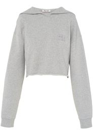 Miu Miu logo-embroidered sailor-collar sweatshirt - Grey