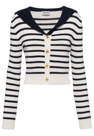 Miu Miu striped cashmere cardigan - White