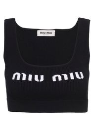 Miu Miu cropped logo-knit tank top - Black