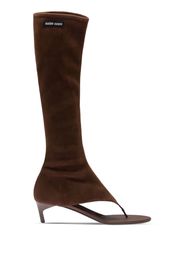 Miu Miu Stretch suede thong boots - Brown