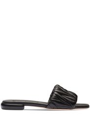 Miu Miu matelassé leather slides - F0002 BLACK