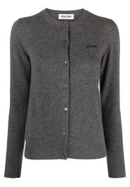 Miu Miu logo-intarsia fine-knit cardigan - Grey