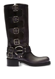 Miu Miu buckle-detail leather boots - Black