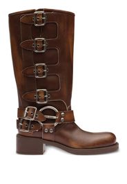 Miu Miu buckle-detail leather boots - Brown