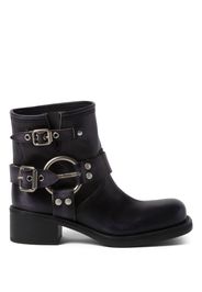 Miu Miu Vintage-Look leather ankle boots - Black