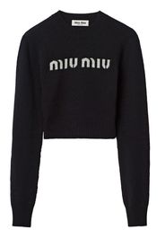 Miu Miu logo-intarsia cashmere jumper - Black