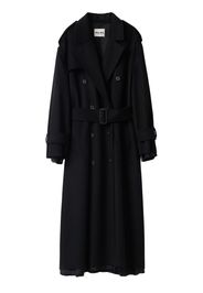 Miu Miu double-breasted velour trench coat - Black