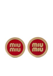 Miu Miu logo-lettering stud earrings - Gold