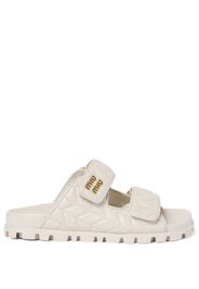 Miu Miu Matelassé nappa leather slides - White