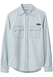 Miu Miu logo-appliqué cotton shirt - Blue