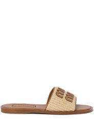 Miu Miu logo-patch raffia slides - F0018 NEUTRAL