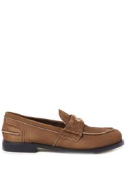 Miu Miu coin-plaque suede loafers - Brown