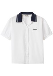 Miu Miu logo-embroidred poplin shirt - White