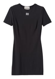 Miu Miu logo-print short-sleeve minidress - Black