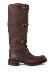 Miu Miu lace-up leather boots - Brown