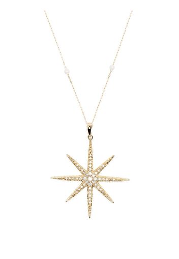 Mizuki 14kt yellow gold star diamond pearl chain necklace