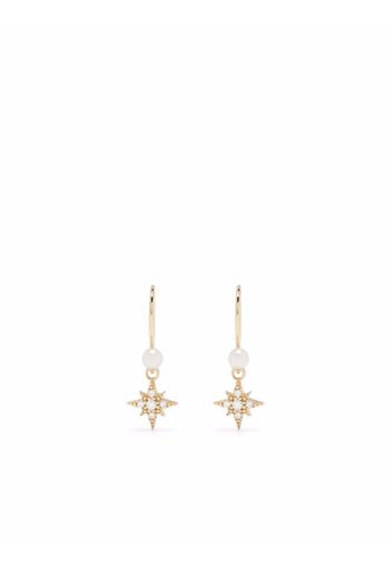 Mizuki 14kt yellow gold pearl diamond small star earrings