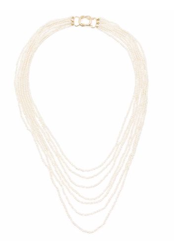 Mizuki 14kt yellow gold seven row cascading dancing pearl necklace