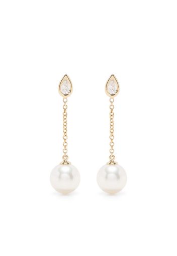 Mizuki 14kt yellow gold diamond and pearl drop earrings