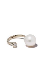 14kt yellow gold pearl and diamond ring