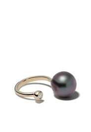 14kt yellow gold black Tahitian pearl and diamond ring