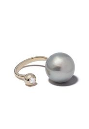14kt yellow gold Tahitian pearl and diamond ring