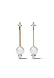 14kt gold Sea of Beauty diamond pearl bar earrings
