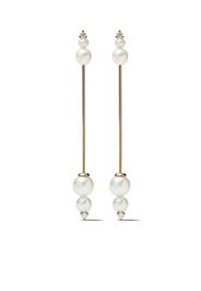 14kt gold Sea of Beauty diamond pearl long earrings